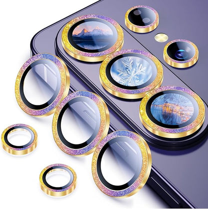 Uyiton for Samsung Galaxy S26 Ultra Camera Lens Protector - [Case-Friendly][Not Easy to Break][Ultra-Thin] Military-Grade Tempered Glass with Aluminum Metal Rear Camera Screen Cover - Glitter Colorful