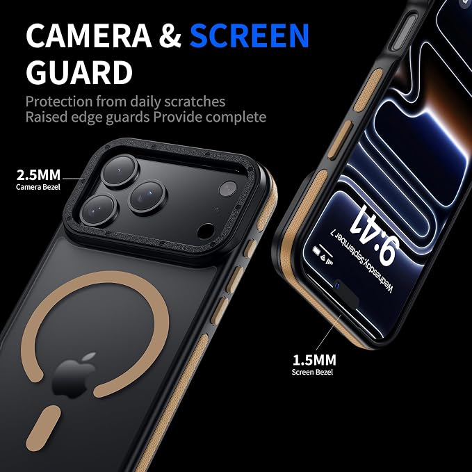 for iPhone 17 Pro Max case with Camera Lens Protector [10Ft Military-Grade Protection] Compatible with fit MagSafe Shockproof Phone case for iPhone 17 Pro max 6.9 inch, Desert Brown Bumper