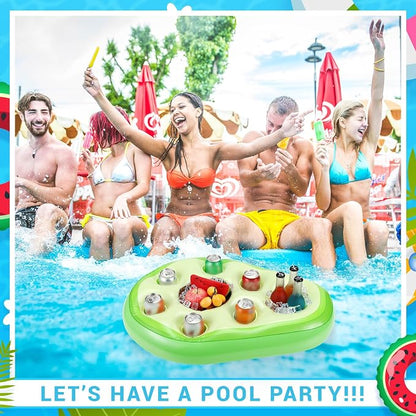 FillTouch Floating Drink Holder for Pool, Floating Cabana Bar, Hot Tub Drink Holder for Adults, Inflatable Pool Accessories(Avocado)