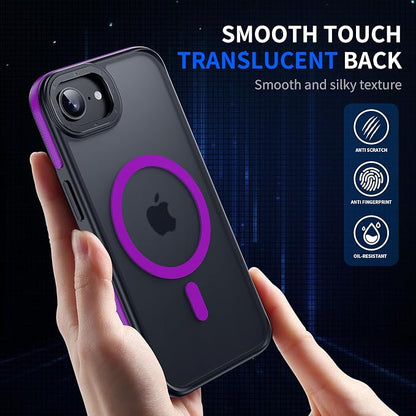 Strong Magnetic for iPhone 16E Case [5X Military-Grade Protection for iPhone 16E Phone case] Compatible with fit MagSafe Shockproof Translucent Slim Thin Case for iPhone 16E-6.1", Purple Bumper