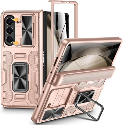 VEGO for Galaxy Fold 5 Case with Stand & Screen Protector & Lens Cover | Samsung Galaxy Z Fold 5 Case with Hinge Protection 360° Magnetic Kickstand Full Body Protective Cover-Rose Gold