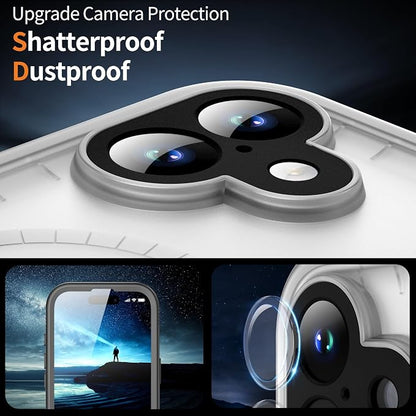 Cozycase for iPhone 16 Waterproof Shockproof Dustproof Case [Compatible with MagSafe] - Heavy Duty/360 Full Body/Military Grade/Rugged Built in Screen/Camera Protector Black/Frosted Clear 6.1 inch