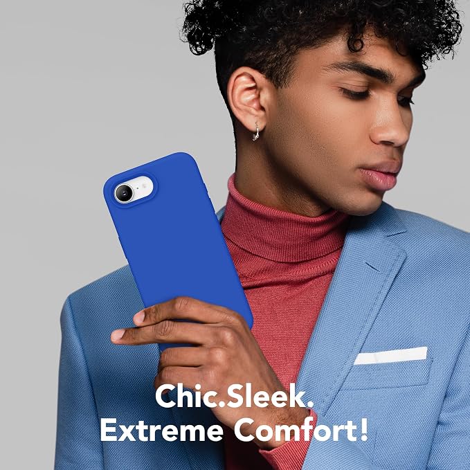 Magnetic for iPhone 17e/iPhone 16e Case, Compatible with MagSafe, [Soft Anti-Scratch Microfiber Lining] Slim Silicone Shockproof Protective Phone Case for iPhone 17e/16e 6.1", Klein Blue
