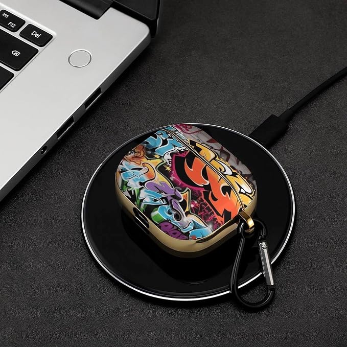 Graffiti Hip Hop 3 Case Cover and Keychain,Wireless Charging Compatible with 3rd Generation Case Portable Shockproof Protective Cover for Women Men