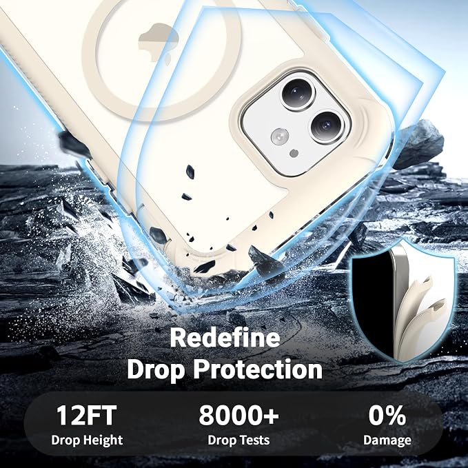 jaroco Magnetic for iPhone 12/12 Pro Case, [Compatible with MagSafe][Military Grade Drop Protection][Heavy Duty Protection][Non-Slip][Shockproof] 2-Layer Durable Bumper Phone Case 6.1''-Antique White