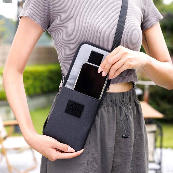 KIWIFOTOS Travel Cell Phone Pouch Belt Pouch, Phone Holster Crossbody Bag with Shoulder Strap for iPhone 17 16 15 14 Pro Max Case Holder with Neck Lanyard Smartphone Walking Passport Wallet