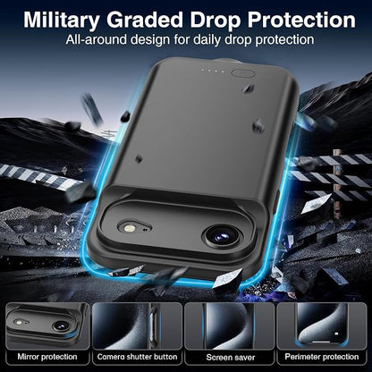 BOPPS Battery Case for iPhone 17 Air 【2026 New】,Powerful 8500mAh Portable Charger Case 360°Protection Rechargeable Extended Charging case for iPhone 17 Air 6.5inch,(Black)