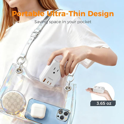 TESSAN Universal Travel Adapter PD 20W, International Power Adapter with 2 USB C 1 USB A Charging Ports, Worldwide Power Outlet Travel Essentials for US to EU UK AUS Scotland (Type C G A I), White