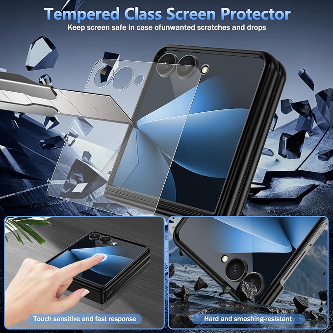 Hekodonk for Galaxy Z Flip 8 Case with 360 Rotatable Stand,[Compatible with MagSafe][Front Screen Protector],Magnetic Ring Holder with Hinge Protective Case for Samsung Z Flip 8,Blue