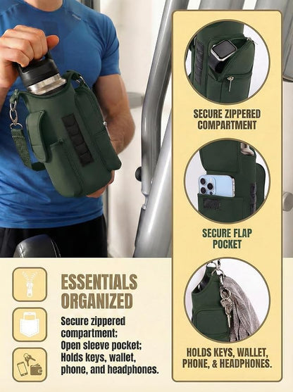 AUPET Magnetic Gym Bag for Men & Women, Small Gym Bag Organizer, Crossbody Magnets Gym Water Bottle Bag Holder Carrier Fits for 18-40oz Owala Yeti Hydro Flask, Workout Pouch for Phone, Keys & Wallet