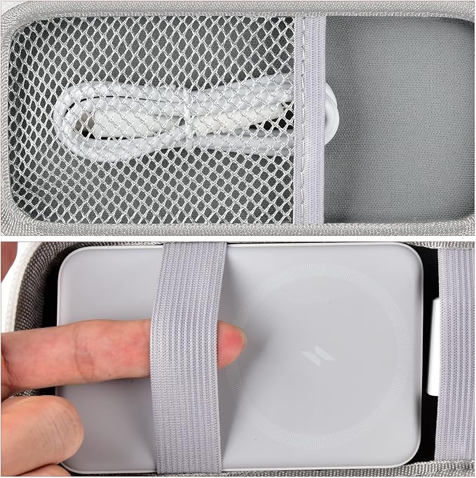 Case for Anker Magnetic Battery 10,000mAh Foldable Wireless Portable Charger, 633/622/621/321 5,000mAh Power Bank (MagGo) Holder, Storage for Baseus Power Delivery -Case Only (White, Medium)