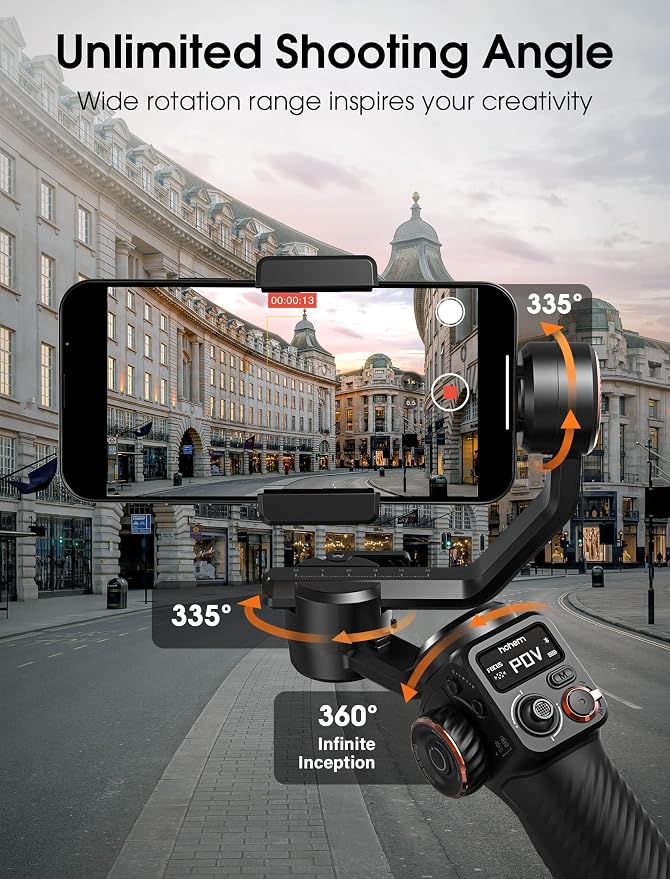 hohem iSteady M6 Gimbal Stabilizer for Smartphone, 2023 Upgrade 3-Axis Phone Gimbal for iPhone 14 Pro Max & Android, 360°Infinite Rotation, OLED Display for Video Recording