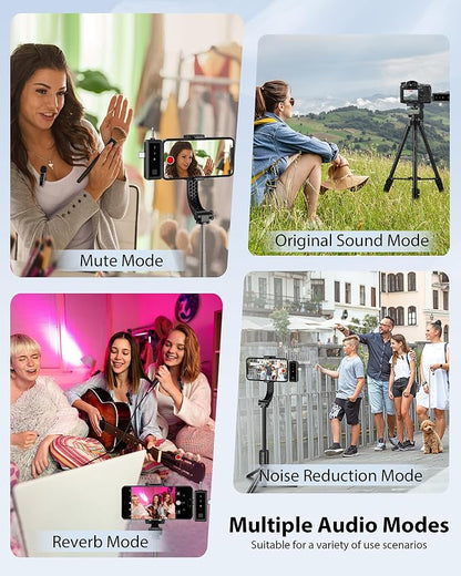 3 in 1 Wireless Lavalier Microphone for iPhone, Mini Lapel Mic with Mute/Reverb/Noise Reduction, for Android Phone, Camera, PC, Laptop, Video Recording, Streaming, Interview, Vlogs,100ft Range