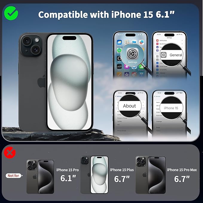 CACOE Magnetic Case for iPhone 15 6.1 inch with 360 Rotatable Ring Stand, Compatible with MagSafe Car Phone Mount, iPhone 15 Cases Cover Phone Holder for Desk Meeting/Videos