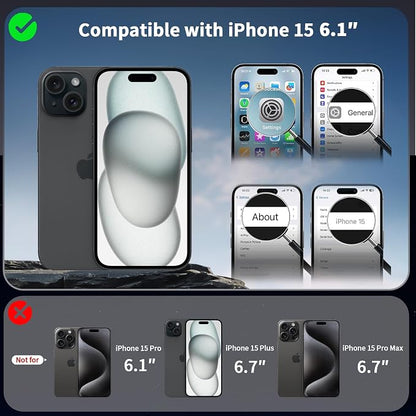 CACOE Magnetic Case for iPhone 15 6.1 inch with 360 Rotatable Ring Stand, Compatible with MagSafe Car Phone Mount, iPhone 15 Cases Cover Phone Holder for Desk Meeting/Videos Pink