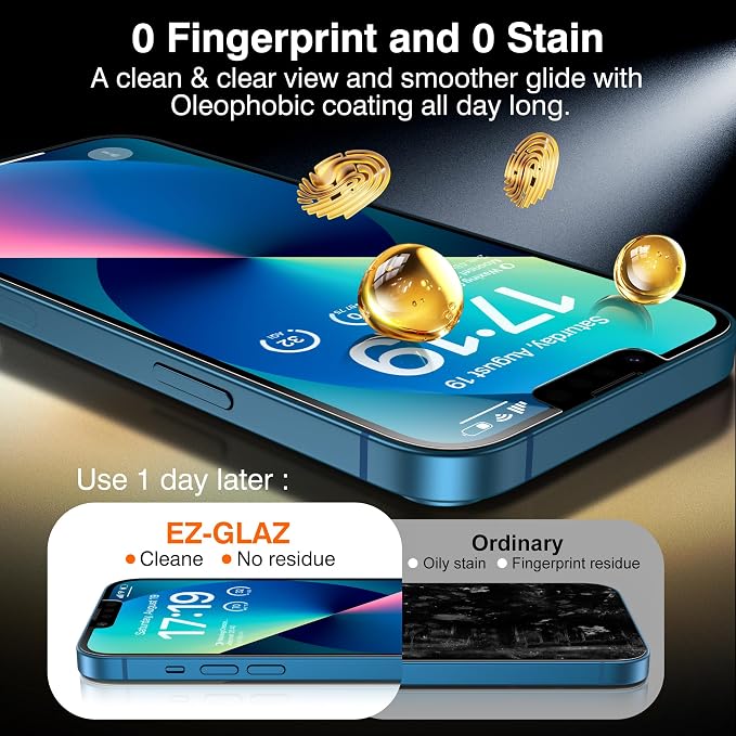 EZ-GLAZ- 4 Pack for iPhone 13 Privacy Screen Protector[6.1"] With 2 Pack Camera Lens Protector, [Drop Protection] 9H Hardness Full Coverage Anti-Spy Tempered Glass Film, Easy to install | True 28°Anti Spy, Glass Privacy Screen, Tempered, Longest Durable
