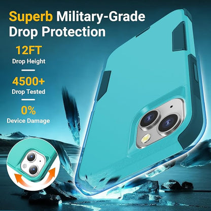 jaroco for iPhone 13 Case & iPhone 14 Case & iPhone 15 Case [Heavy Duty Protection][Compatible with MagSafe][Military Grade Drop Protection][Shockproof] with Non-Slip Removable Phone Cover 6.1''-Teal