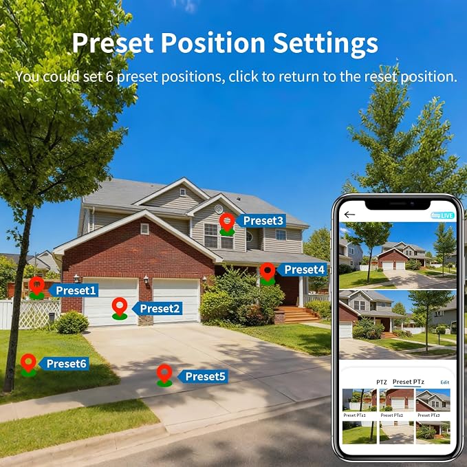 Cameras for Home Security with Dual Lens, 2.4G/5G Outdoor Security Camera, WiFi Camera for Home Security, Color Night Vision, 2-Way Audio, Auto Tracking, 24/7 Continuous Recording