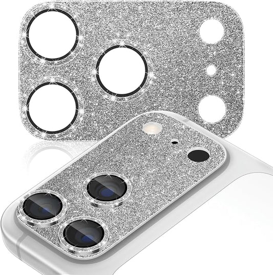 imluckies Compatible with iPhone 17 Pro Max Camera Lens Protector Bling, Ultra HD Tempered Glass Shiny Diamond Camera Plate Sparkle Screen Protection, 9H Anti-Scratch & Easy Install, Glitter Gray