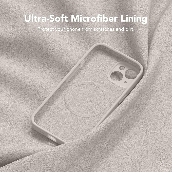Magnetic for iPhone 15 Plus Case, Compatible with MagSafe, [Full Camera Protection][Screen Protector] Silicone Shockproof Protective Phone Case for iPhone 15 Plus 6.7", Stone