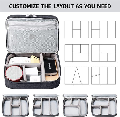 Lanola Travel Cable Organizer Bag, Electronic Accessories Case Portable Double Layer Cable Storage Bag for Cord, Charger, Flash Drive, Phone, SD Card,Personal Items - (Black)