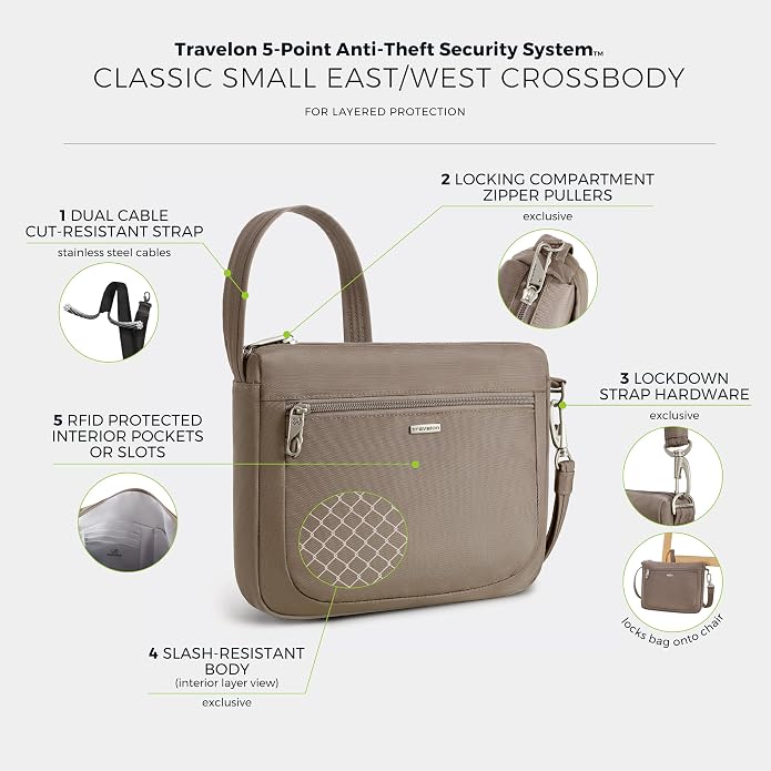 Travelon Anti-Theft Classic Small East/West Crossbody