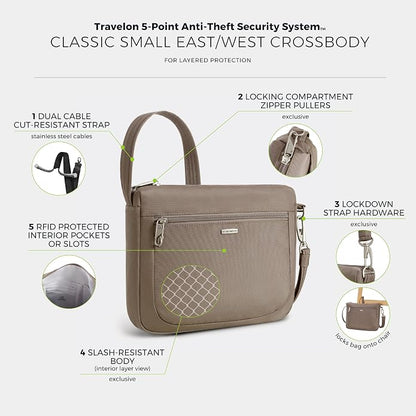 Travelon Anti-Theft Classic Small East/West Crossbody