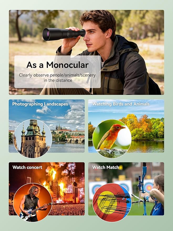 MIAO LAB 50X HD Ultra Telephoto Lens for iPhone and Most Smartphone, with Tripod & Universal Phone Clip, Suitable for Indoor and Outdoor Shooting and Watch Concert, Moon Viewing