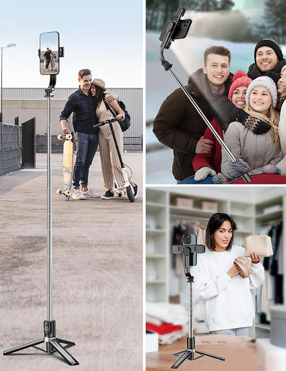 45" Selfie Stick Tripod with 2 Lights, Extendable 5 in 1 Selfie Stick Phone Tripod, Portable Selfie Sticks with Wireless Remote Compatible with iPhone 15/14/13 Pro Max, Samsung, Android, Gopro