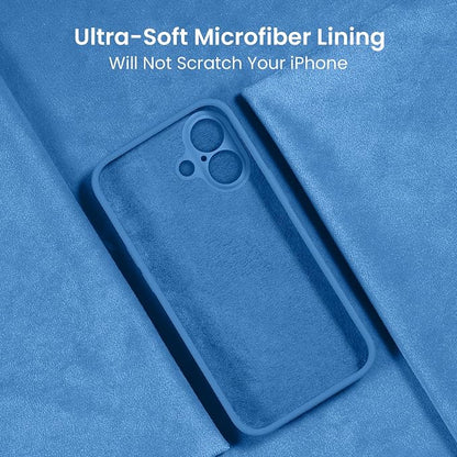 FireNova Designed for iPhone 16 Case, Silicone Upgraded [Camera Protection] Phone Case, Soft Anti-Scratch Microfiber Lining Inside, 6.1 inch, Blue