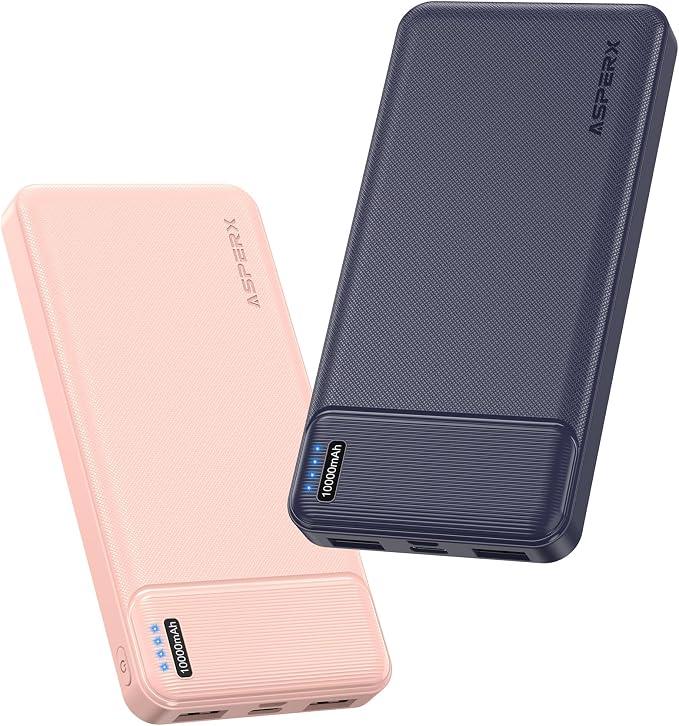 AsperX 2-Pack 10000mAh USB C Output Portable Charger | Power Bank Fast Charging, Portable Battery Bank External Battery Pack for iPhone, Samsung, Google LG and Heated Vest