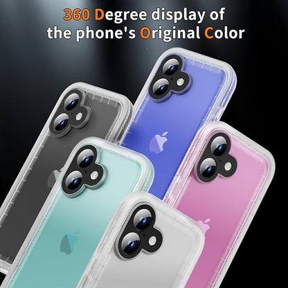 Cozycase for iPhone 16 Case Waterproof - 360 Heavy Duty with Screen/Camera Protector Shockproof IP68 Underwater Dustproof Water Dust Shock Proof Full Body/Front and Back Case Frosted Clear 6.1 inch
