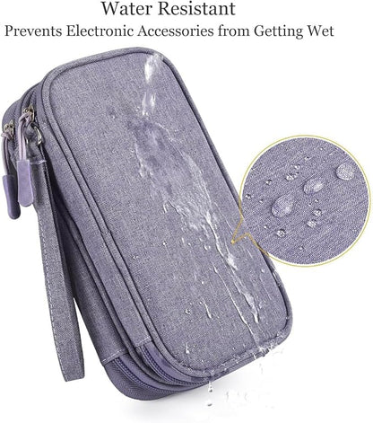 Electronic Organizer Travel Cable Accessories Bag, Electronic Organizer Case, Electronic Accessories Organizer Bag for Power Bank, Charging Cords, Chargers, Mouse, USB Cable, Earphones (Purple)