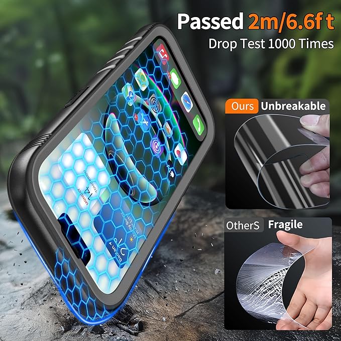 Cozycase Compatible with iPhone 14 Plus Waterproof Case - Full Body Shockproof Dustproof Dropproof Built in Screen Protector Rugged Waterproof Case for iPhone 14 Plus 6.7 Inche Black