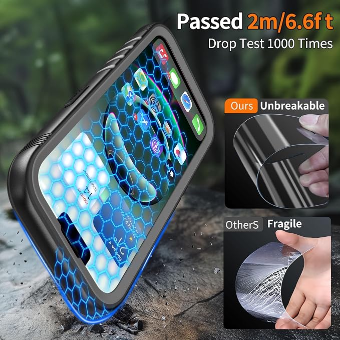 Cozycase TOP Military Protective Case for iPhone 13 IP68 Waterproof Heavy Duty 360 Shockproof Full Body With Screen Camera Protector Double Dustproof Hard Tough Front Back Cover i Phone 13 Proof Case