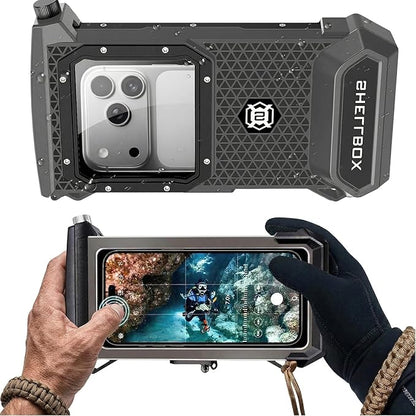 Gen 5th Diving Phone Case for iPhone 17 16 15 14 13 12 11 Pro Max Galaxy S25 S24 S23 Ultra, [98ft/30m] Waterproof Shellbox Underwater Camera Housing, Professional for Scuba Snorkeling (Gray)