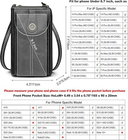 S-ZONE Women RFID Blocking Crossbody Cell Phone Purse Small Faux Leather Wallet Purse