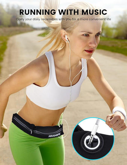 Slim Running Belt Fanny Pack, Reflective Runner Pouch Belt, Waist Pack Bag for Men & Women, Sport, Outdoors, Workout, Running, Fitness, Phone Holder, Cycling, Hiking