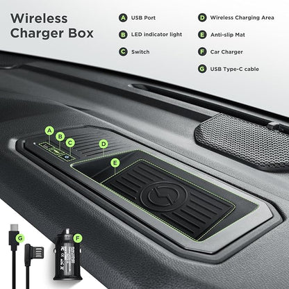 CreekT® Wireless Charger for Toyota Tundra 2022-2025 2026, OEM Custom Fit with USB Port Wireless Phone Charging Pad for Tundra TRD Pro 1794 Edition Platinum SR SR5 Limited Interior Car Accessories