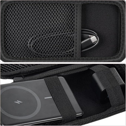 Case for Anker Magnetic Battery 10,000mAh Foldable Wireless Portable Charger, 633/622/621/321 5,000mAh Power Bank (MagGo) Holder, Storage for Baseus Power Delivery -Case Only (Black, Large)