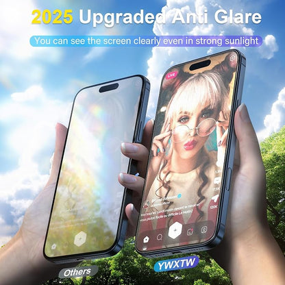 YWXTW 2 Pack for iPhone 17 Pro Matte Screen Protector 6.3 Inch + 1 Set Camera Lens Protector, [1S Pull-Out] Anti Glare Anti Fingerprint 17 Pro Glass Screen Protector, Bubble Free, Smooth as Silk