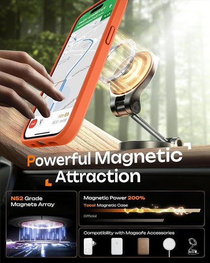 TOCOL for Phone 14 Pro Case, Compatible with Magsafe Charger, Full Camera Protection, Drop Protection, Translucent Matte Phone Case for iPhone 14 Pro 6.1 inch (Orange)