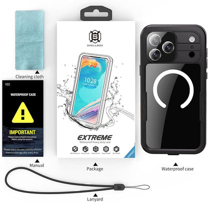 Losin Compatible with iPhone 17 Pro Max Waterproof Case, [Compatible with MagSafe] [Built-in Screen Protector], Full Body Protection Military Grade Shockproof Case, Black