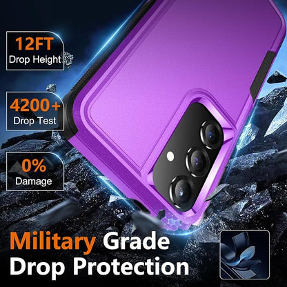 SPIDERCASE Designed for Samsung Galaxy S25 Case, [10 FT Military Grade Drop Protection], 2 Pack [Tempered Glass Screen Protector+Camera Lens Protector] Heavy Duty Shockproof Case,Dark Purple