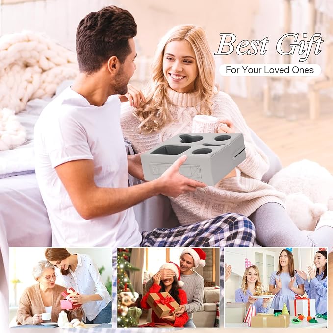 STBoo Couch Cup Holder Pillow - Sofa Drink Cup Holder Cozy Buddy | Bed Caddy Organizer Holds Remote, Snacks, Phones | Waterproof Anti-Spill Sofa Beverage Tray for Car, Pack, Beach, RV, Boat (PUGrey)