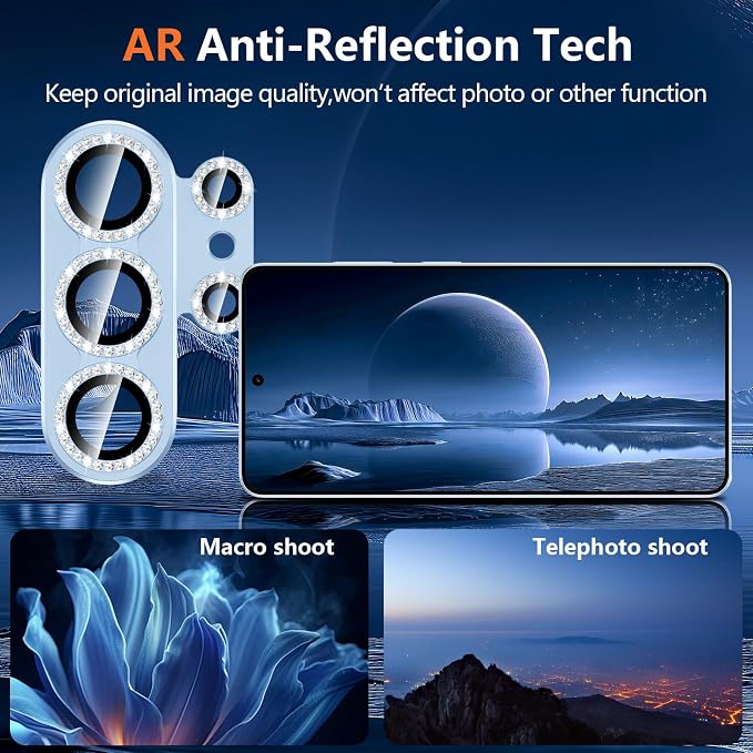 for Samsung Galaxy S26 Ultra Camera Lens Protector, Electroplated Matte Back with 9H Tempered Glass Lens Protector, [Strong Adsorption] [Case-Friendly] Metal Ring HD Lens Cover, Blue Diamond