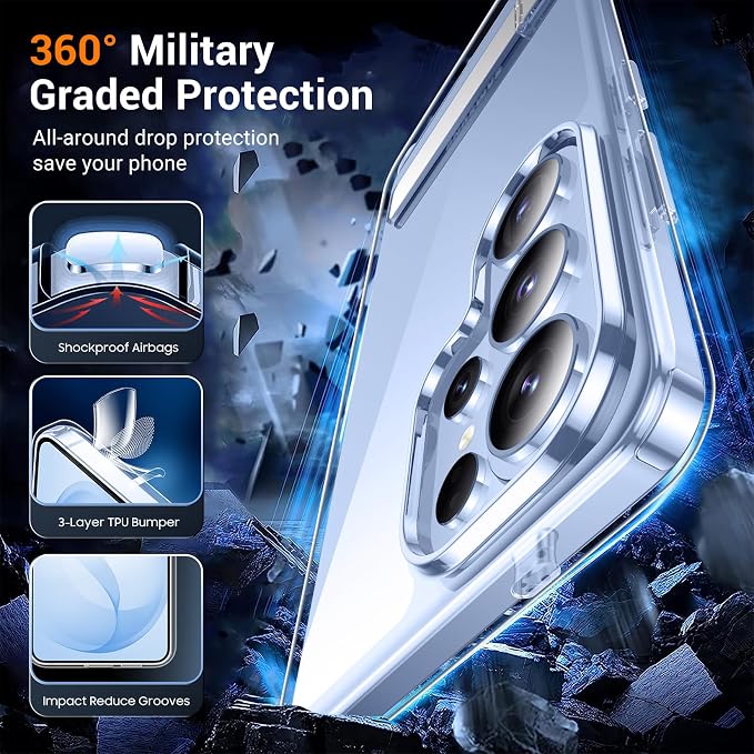 Temdan Designed for Samsung Galaxy S26 Ultra Case,[Built in Hidden Kickstand][Military Grade Drop Protection] [Never Yellowing] Slim Thin Phone Case for Galaxy S26 Ultra Case 6.9"- Crystal Clear