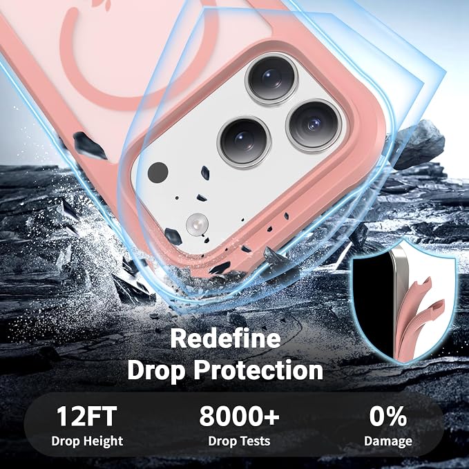 jaroco Magnetic for iPhone 17 Pro Case, [Compatible with MagSafe][Military Grade Drop Protection][Heavy Duty Protection][Non-Slip][Shockproof] 2-Layer Durable Bumper Phone Casee 6.3''-Pink