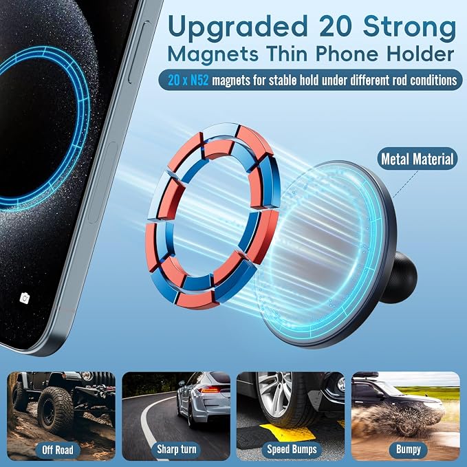 Car Vent Magnetic Phone Mount Compatible with 2021-2025 Ford F-150, 2022-2024 F-150 Lightning XL & PRO,2023-2025 Ford Super Duty, Metal Cell Phone Holder Cradles Bracket Stand for All Smartphones