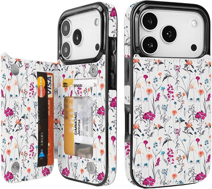 uCOLOR for iPhone 17 Pro Wallet Case with Card Holder PU Leather RFID Blocking Design iPhone 17 Pro flip case for Women Men Magnetic Clasp Kickstand Design 6.3 inch (Enchanted Floral)